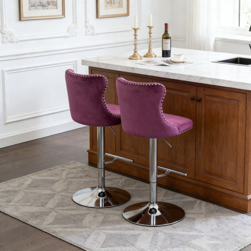 Tabourets de bar modernes et rembourrés, Mauve11