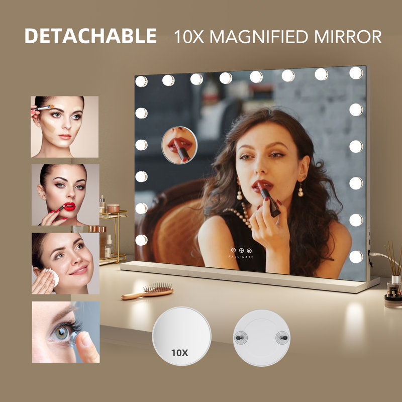Iron Rectangle Freestanding and Wall Vanity Mirror with Shelves