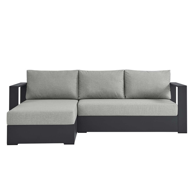 Modway Tahoe Outdoor Patio Powder-Coated Aluminum 2-Piece Right-Facing Chaise Sectional Sofa Set, Gray, Left Hand Facing