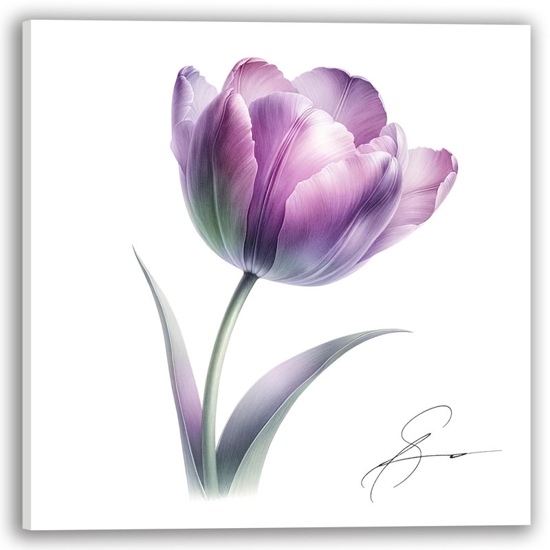 «Graceful», tulipe mauve, art sur toile tendue, H 12 po x l 12 po x P 1 po
