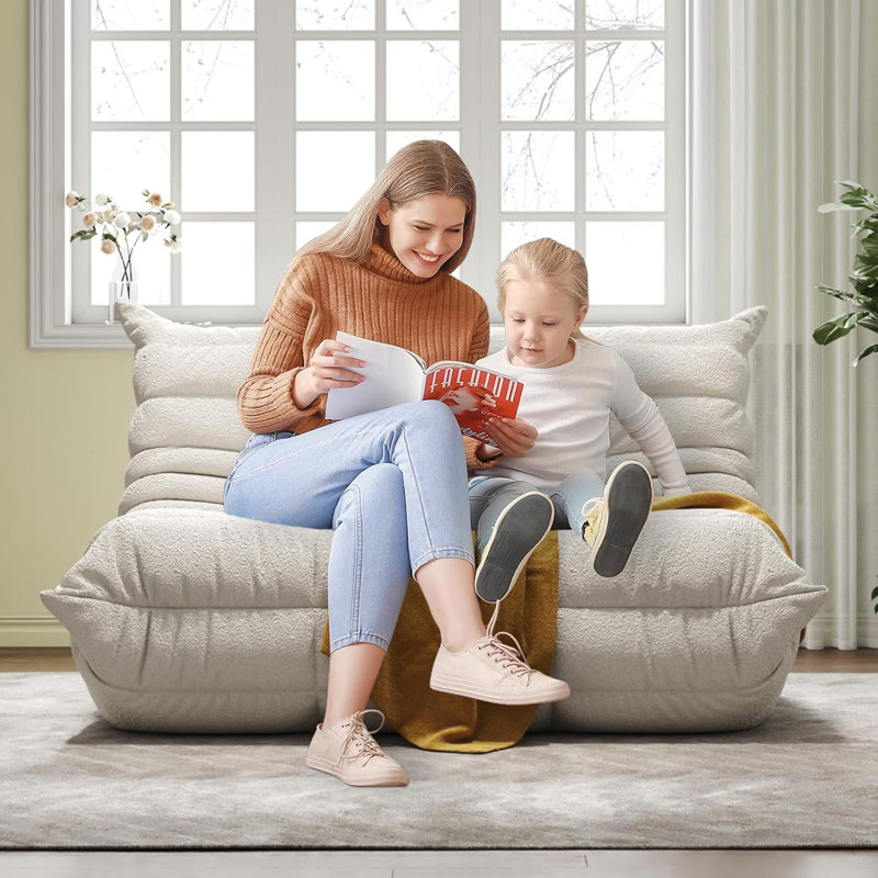 Bean Bag Chair, Fireside Chair, Large Bean Bag Chair For Adults, Bean Bag Chairs For Teens With High-Resilience Foam, Non-Slip Base Floor Lounge Sofa,Living Room (Single)
