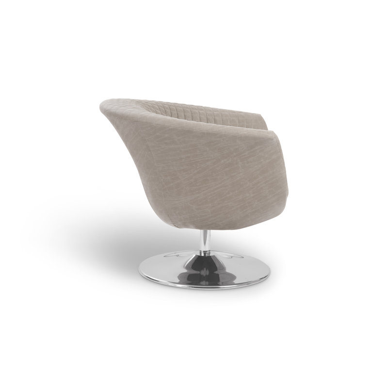 34" W Swivel Barrel Chair, Vintage Gray Taupe Polyester Blend