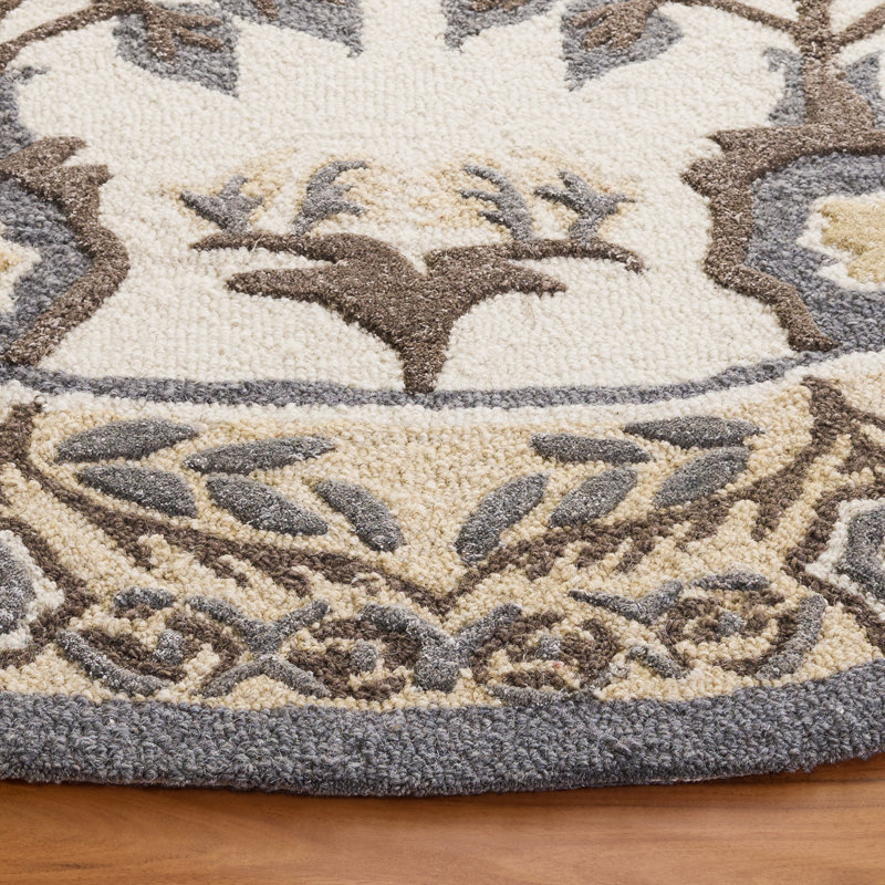 Earthly Treasures Hand Tufted Wool;Cotton;Viscose Floral Indoor Rug, Round 6'