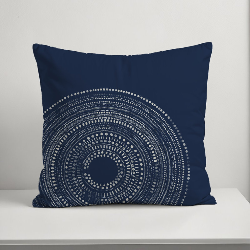 Abstract Outdoor Reversible Throw Pillow, Blue