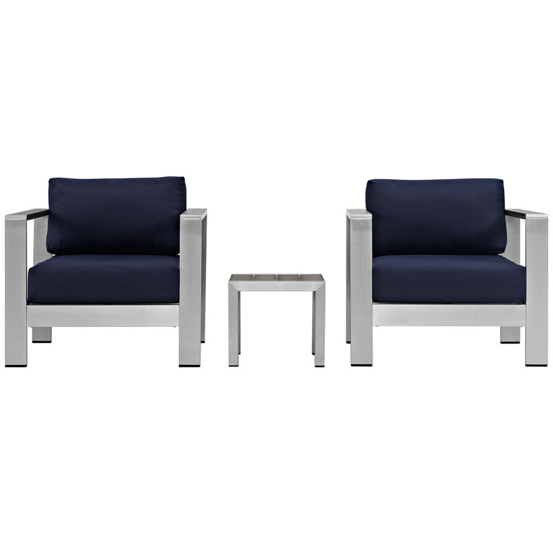 Ensemble de 3 canapés modulaires d'extérieur en aluminium Modway Shore, Marine