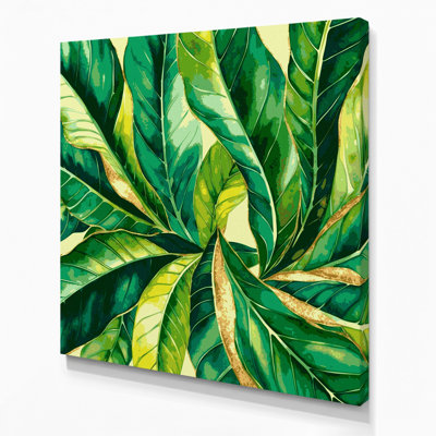 Hawaiian Ti Leaves Green Canvas Wall Art