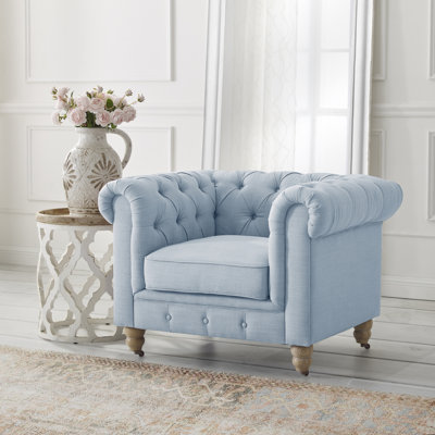 Fauteuil club Chesterfield en lin Elegance pour chambre Elina