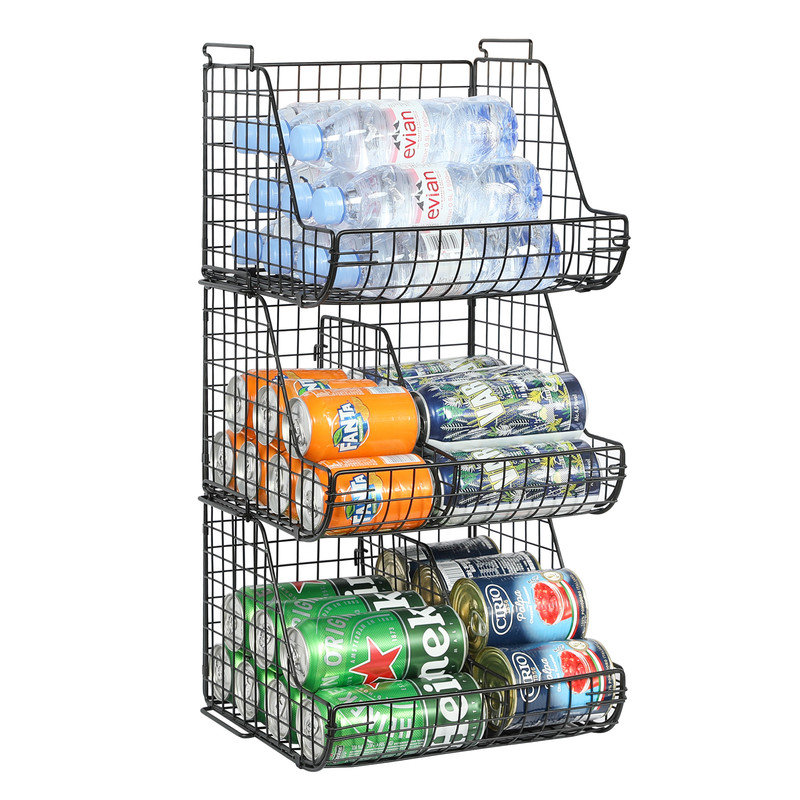 Grand support de rangement empilable à 3 niveaux avec séparateur