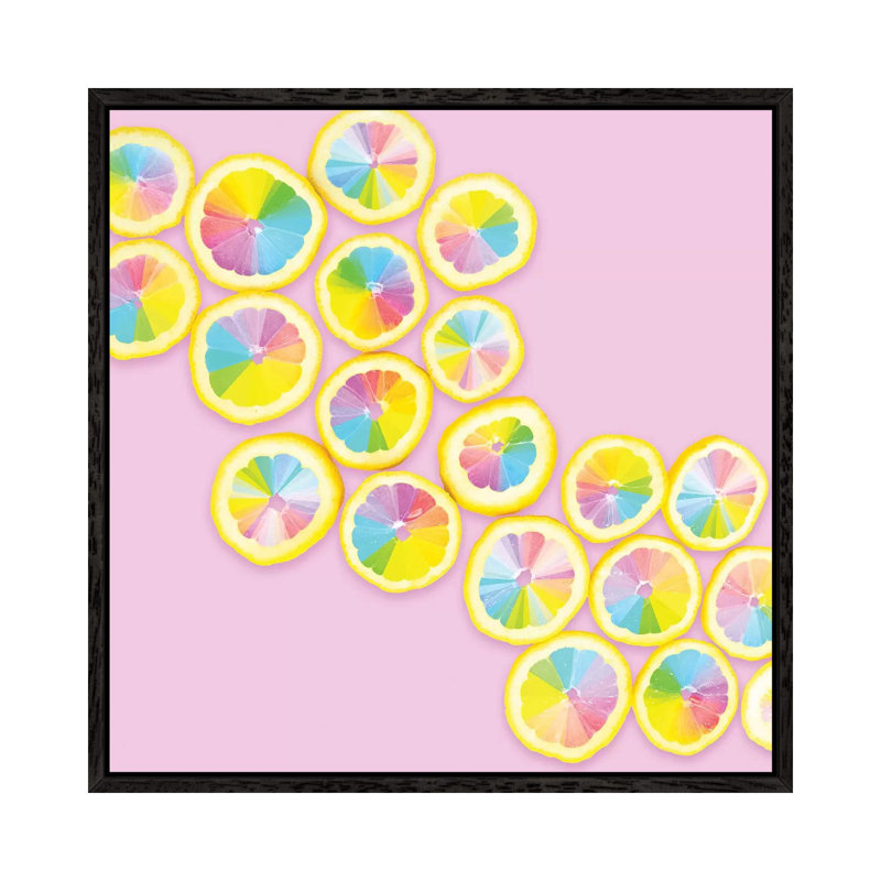 Wheel Citrus by Erin Summer - Print on Canvas, 93.98cm H x 93.98cm W x 3.81cm D, Black Framed
