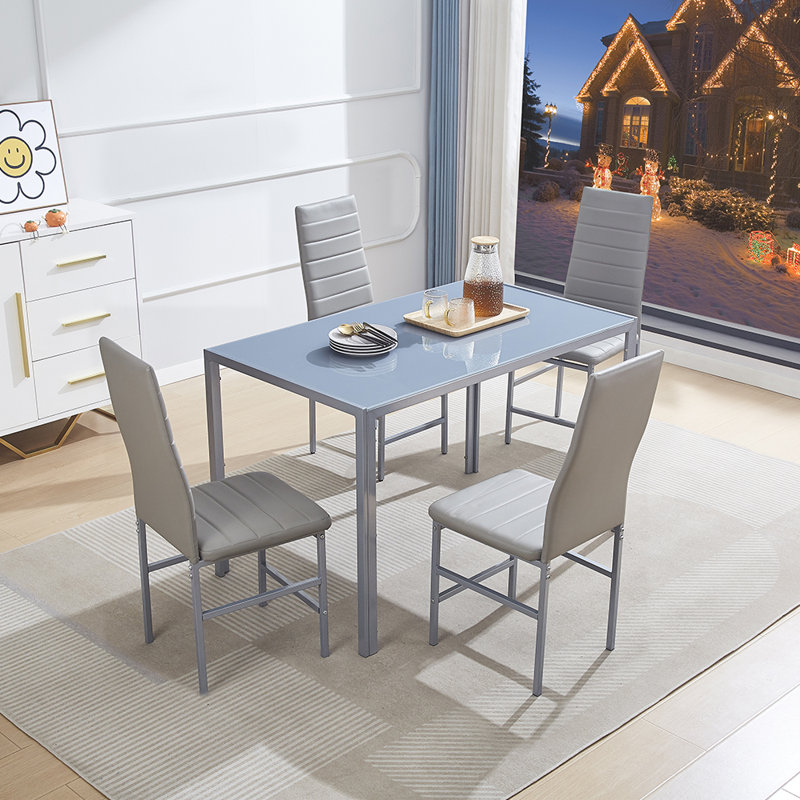 4 - Person Dining Set, Light Grey, Grey