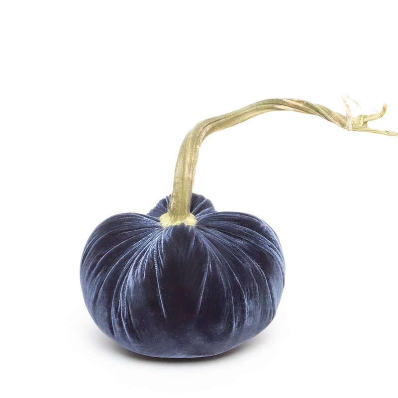 Sapphire Silk Velvet Pumpkin, 10'' H X 8'' W X 8'' D