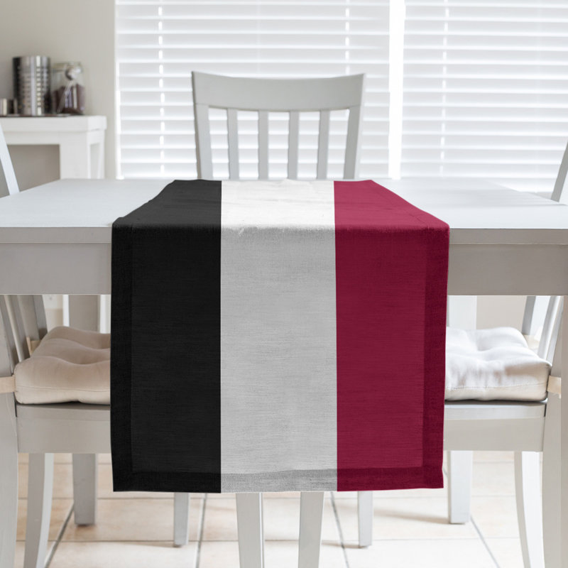 Miami Basketball Table Runner, 72" L x 16" W, Black//Red/White, Cotton blend