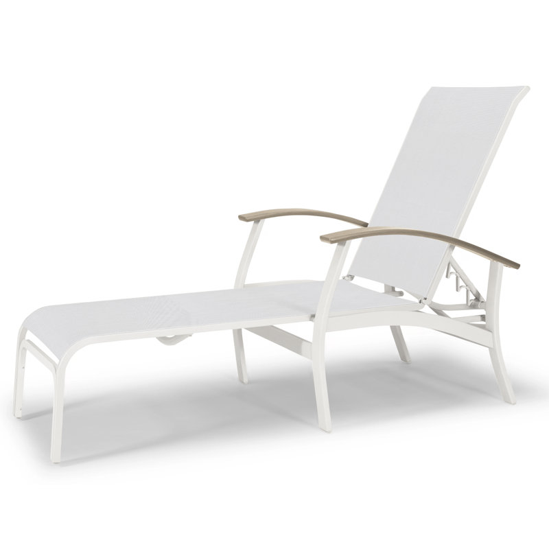 Askar Outdoor Rust-Resistant Metal Chaise Lounge, Desert P60, Textured Snow, White 6D Sunbrella®