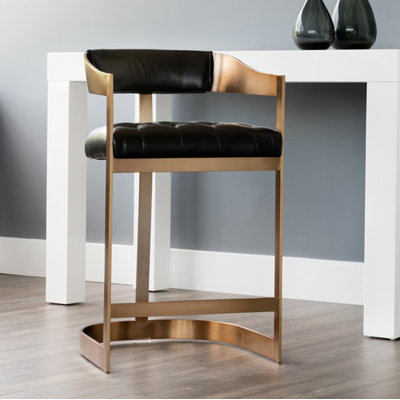 Beaumont Counter Stool - Antique Brass - Cantina Black