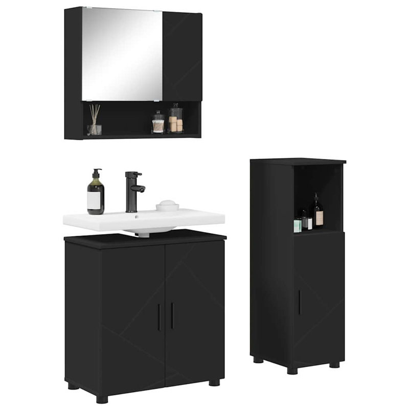 Bathroom Storage Furniture Set, Black