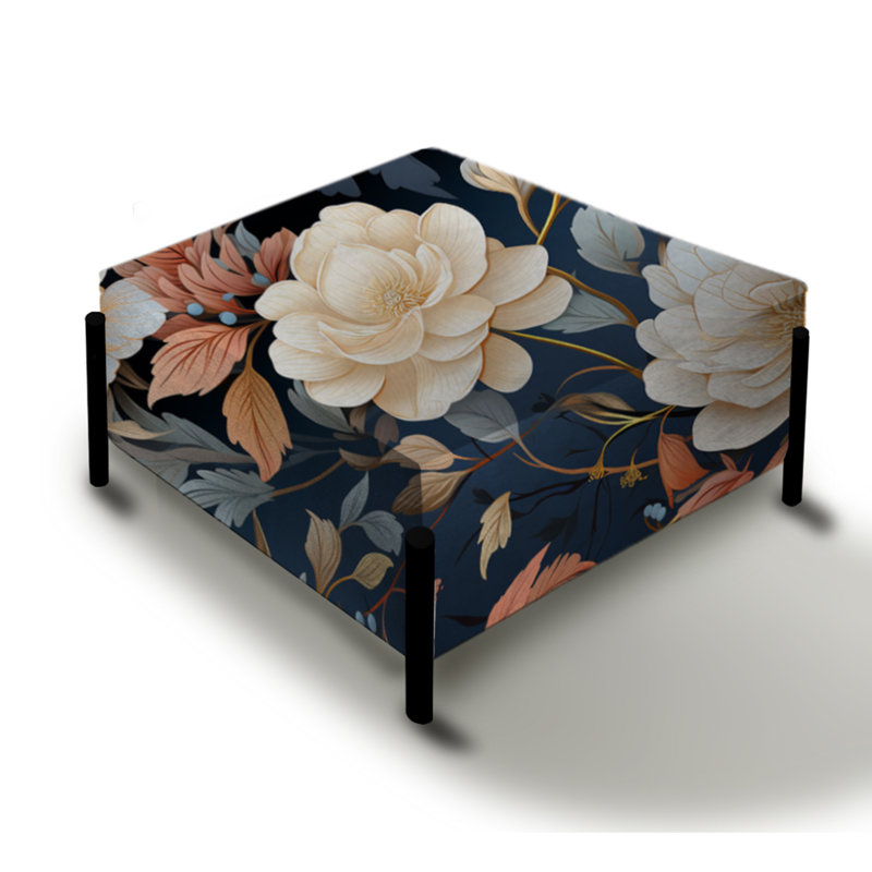 Motif discret Moody au clair de lune - Grand repose-pieds carré floral