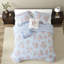 Ensembles de literie à motif floral bleu, très grand édredon en microfibre à bords froncés