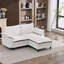 Canapé modulaire réversible en tissu chenille avec repose-pieds flottant et accoudoirs coussinés