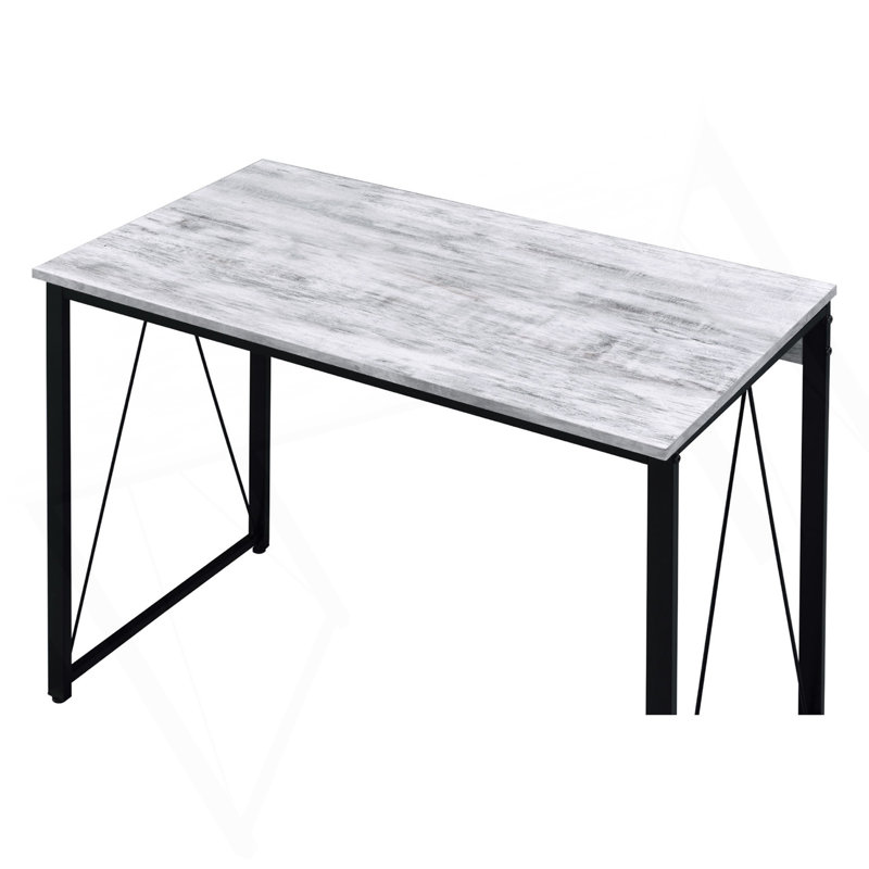 Bureau d'écriture rectangulaire avec base en métal, H 28 po x l 35 po x P 18 po, Blanc antique / noir