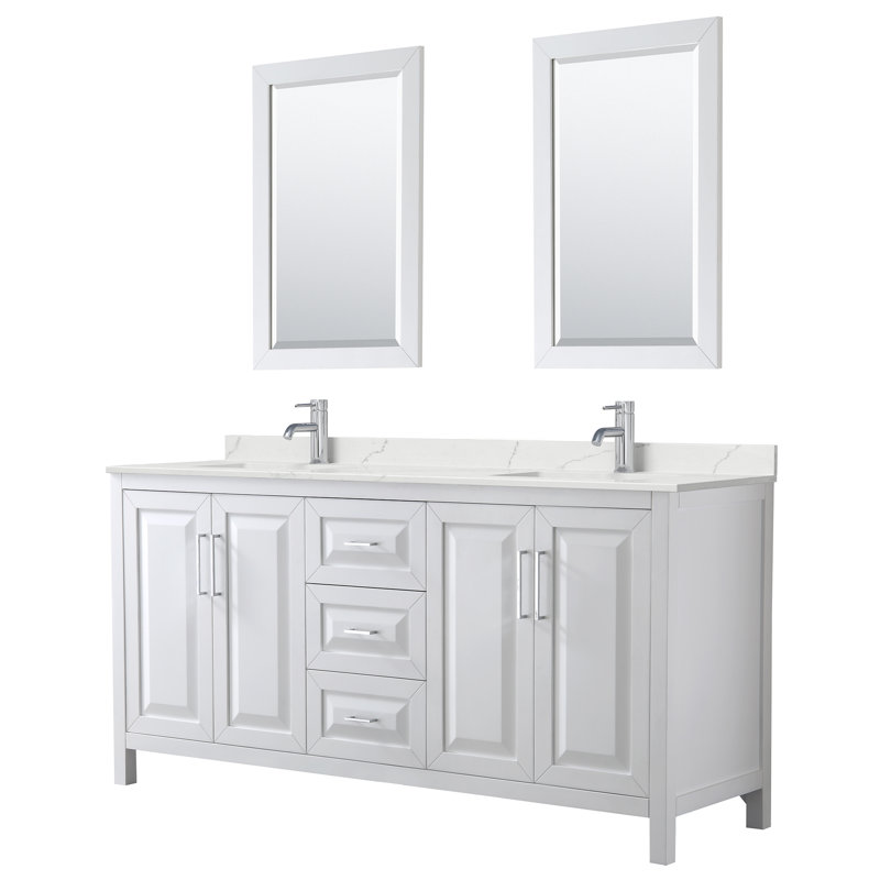 Daria 72'' W Vanity, Gray, Matte Black, Giotto Quartz