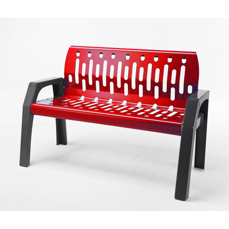 Banc de parc en acier Stream, Rouge, H 34 po x l 48 po x P 25 po