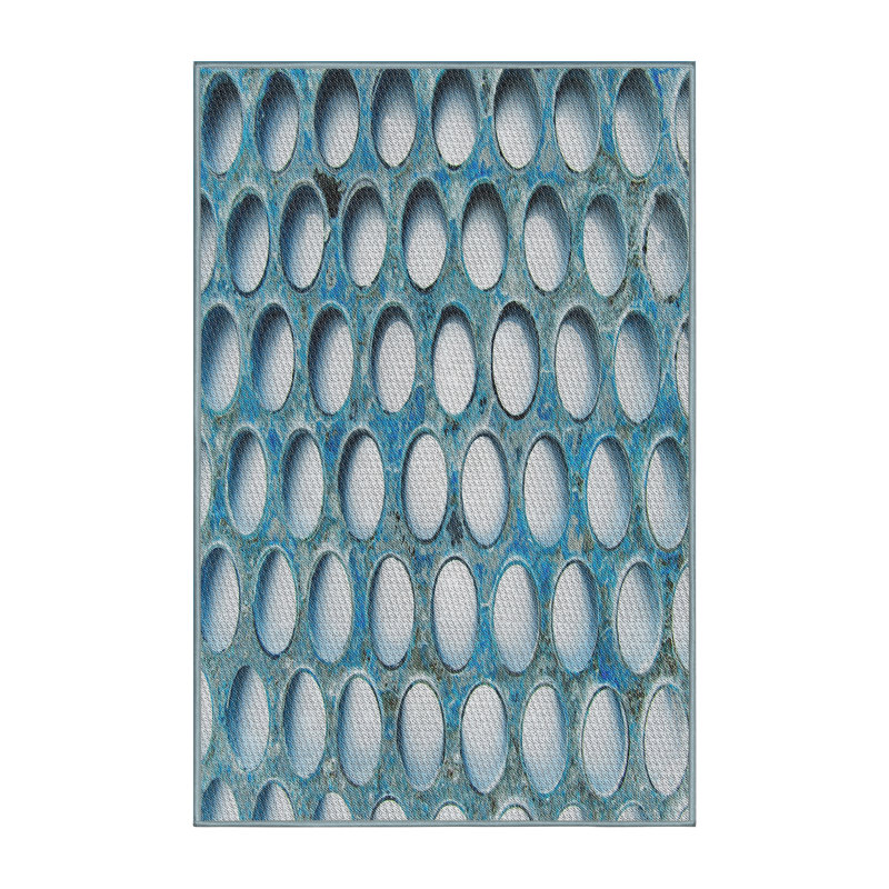 Tapis bleu tissé à la machine, Rectangle 8 pi x 10 pi