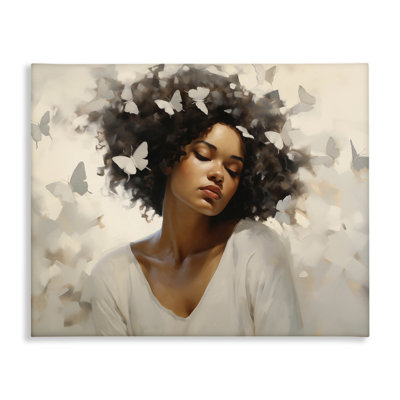 Woman with White Butterflies Canvas, design by Arlington Prints
