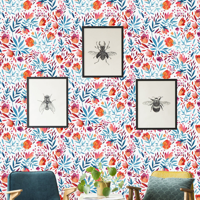 Rouleau de papier peint adhésif Athalee, Multicolore, L 16,67 po x l 25 po
