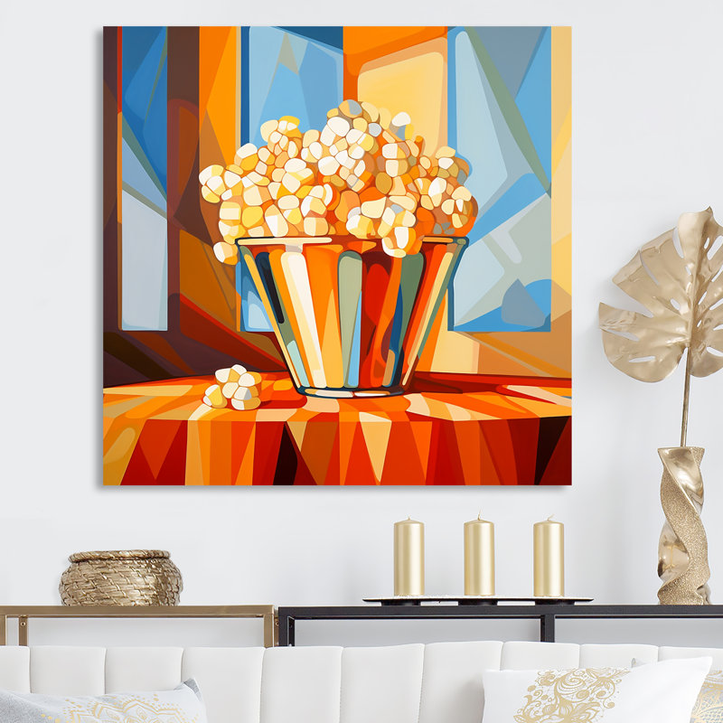 Pop corn éclatant orange éclatant, H 24 po x l 24 po x P 1 po, Toile tendue