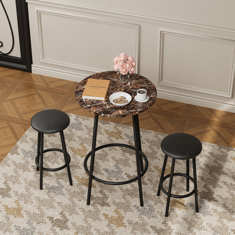 Élégant ensemble de table de bar 3 pièces avec tabourets de bar confortables, idéal pour les petits espaces et une utilisation multi-scénario, avec une fabrication solide et un assemblage facile