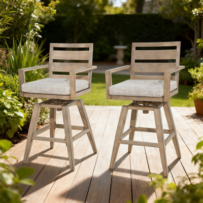 Patio Aluminum Swivel High Bar Chairs With Cushions