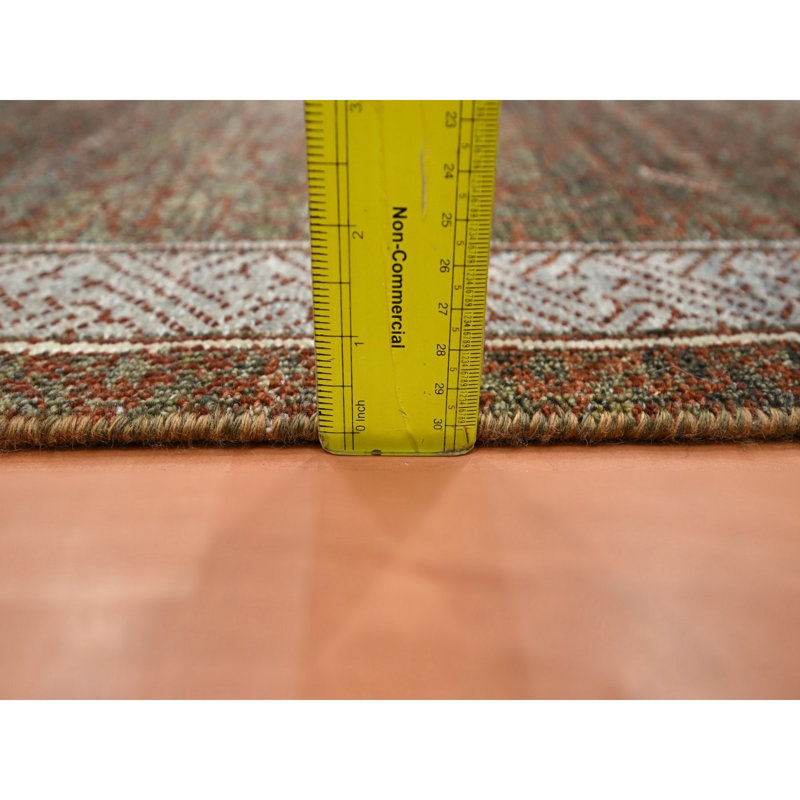 2 pi x 3 pi 2 po nuances de brun, noué à la main, motif complexe d'influence Khotan, velours zéro, 100% laine, tapis d'échantillon, tapis oriental