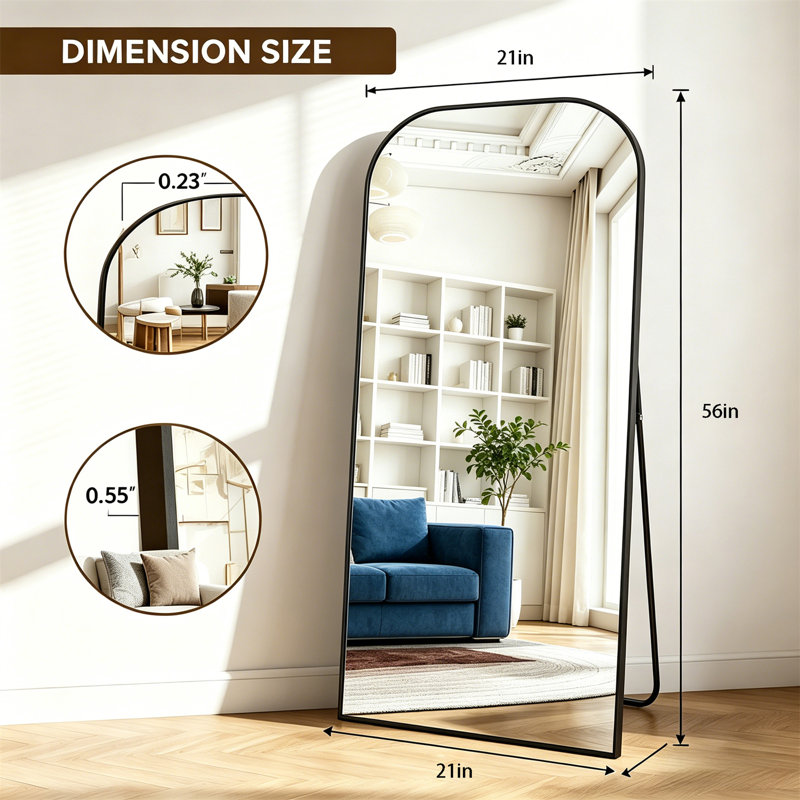 Arched Full-Length Mirror – Freestanding Or Wall-Mounted Floor Mirror With Stand, Premium Aluminum Frame, Ideal For Bedroom, Living Room, And Entryway