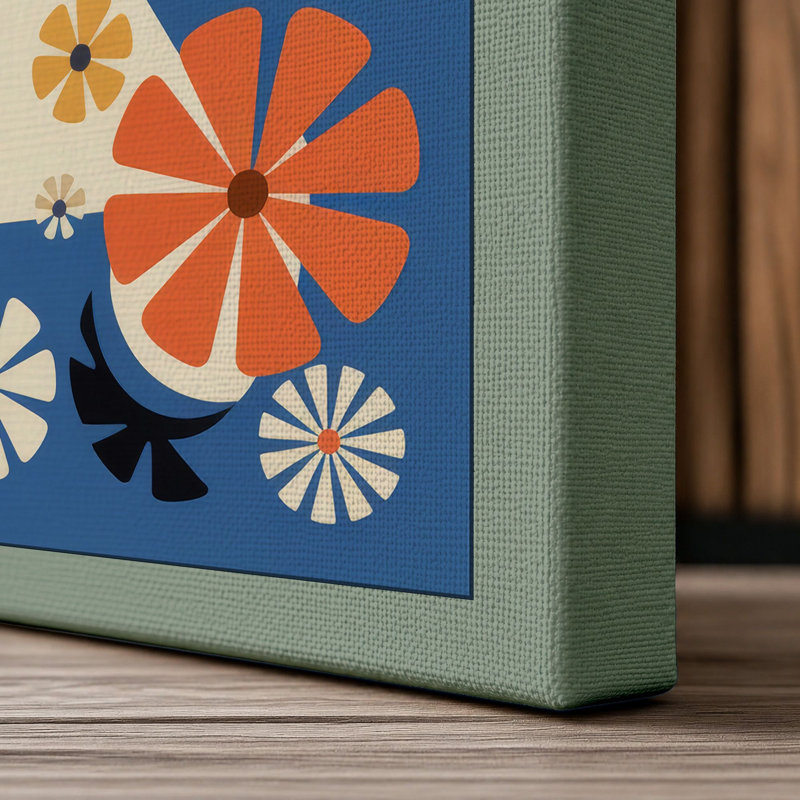 Blooms in Profile Mid-Century - Wrapped Canvas, Sage Border, 30x20 - 76.2 x 50.8 cm