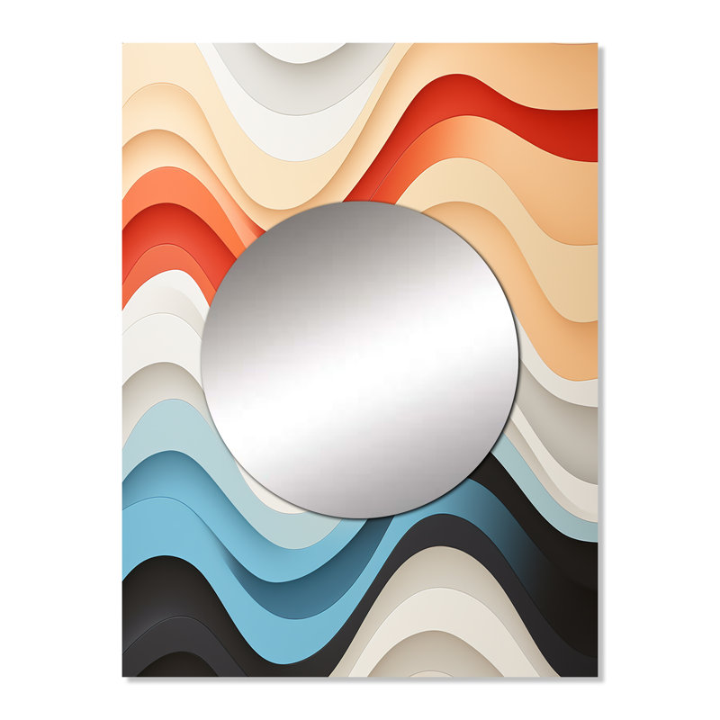 Eola Opt Art ligne droite Delirum II - miroir mural décoratif Op Art, miroir moderne, impression d'art en métal