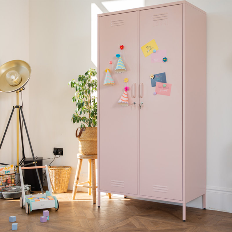 Nikeria 2 Door Steel Wardrobe, Pink