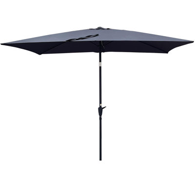 Parasols de patio extérieurs 6 x 9 pi, parasol de table de marché avec manivelle et bouton poussoir inclinable sans rabat, parasol imperméable pour le jardin, la pelouse, la terrasse, la cour et la piscine