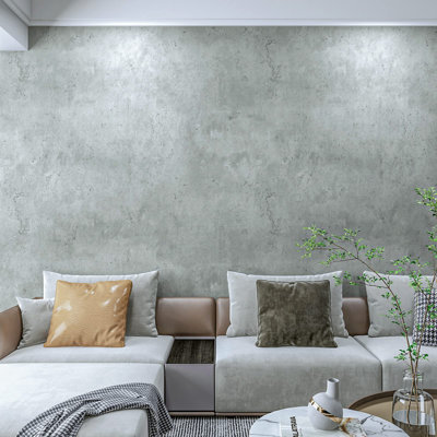 Papier peint auto-adhésif en béton - Style industriel, béton vieilli 3D, imperméable, vinyle très épais, 38,75 pieds carrés, facile à installer pour les murs, les dosserets, les projets de bricolage
