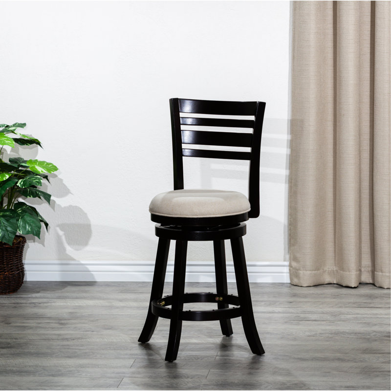 Tabouret de comptoir 24 po avec dossier à lattes, tabouret pivotant à hauteur beige pour personnes âgées