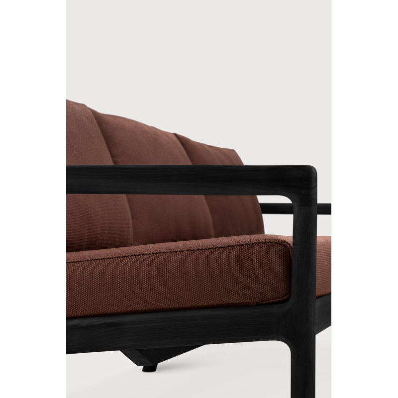 Outdoor 3 - Seat Patio Sofa, Burgandy, Varnished Teak Black