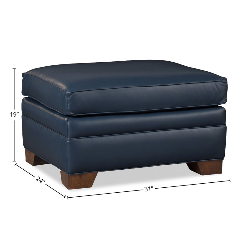 Vidonia Ottoman, Blue Genuine Leather