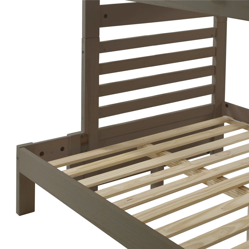 Lit superposé standard en bois massif Huseman, Ardoise