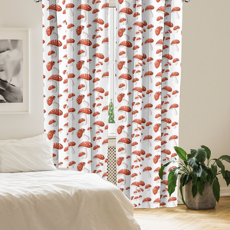 East Urban Home Nature 4-Panel Curtains, Amanita Muscaria 