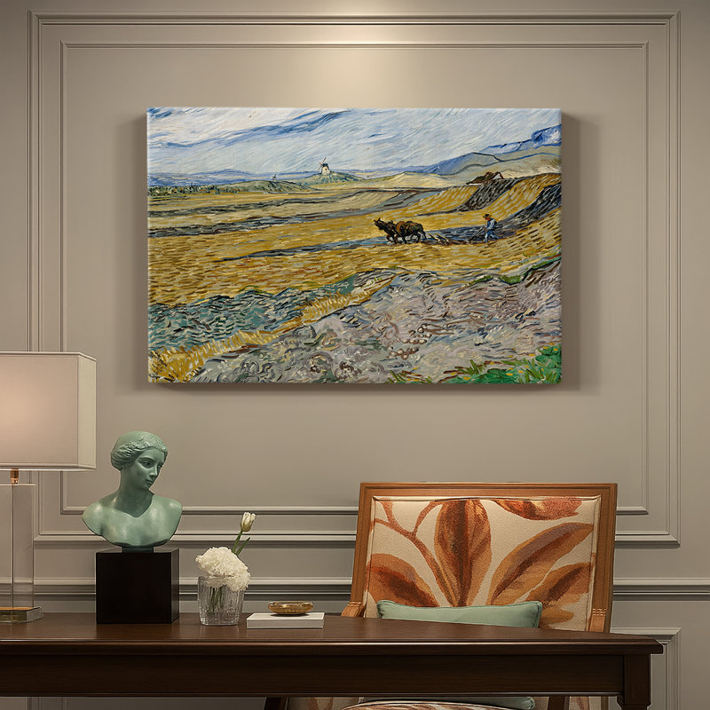 Champ clos avec charrue-Vincent van Gogh-Toile tendue avec châssis-1889, 24 x 36