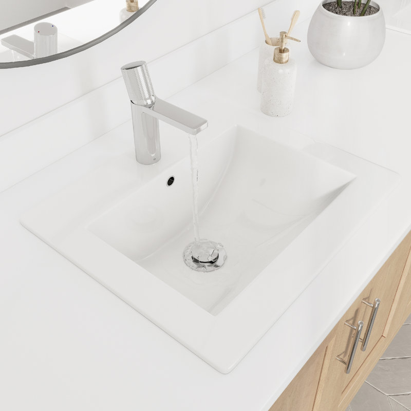 Lavabo de salle de bain rectangulaire encastré blanc 21,25 po x P 18 po