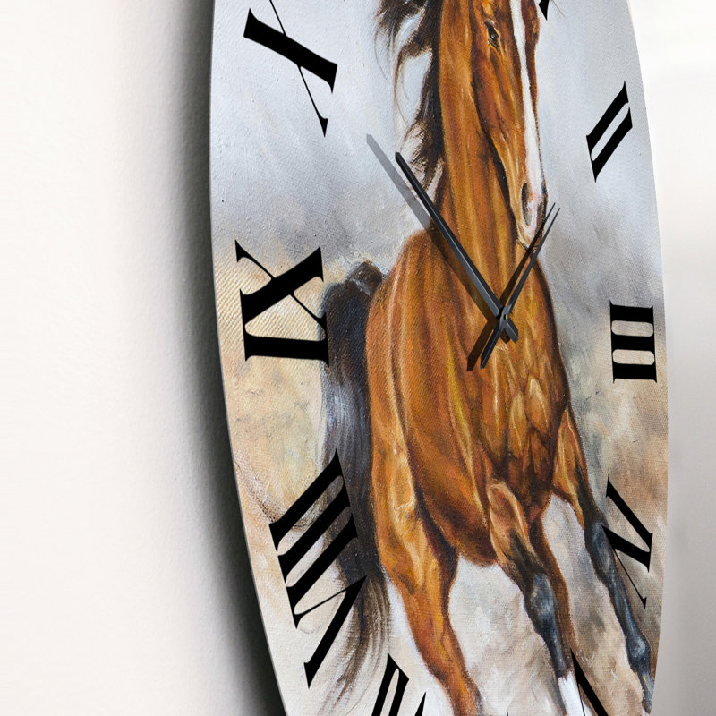 Cheval galopant dans la prairie au galop - Horloge murale traditionnelle, Petit