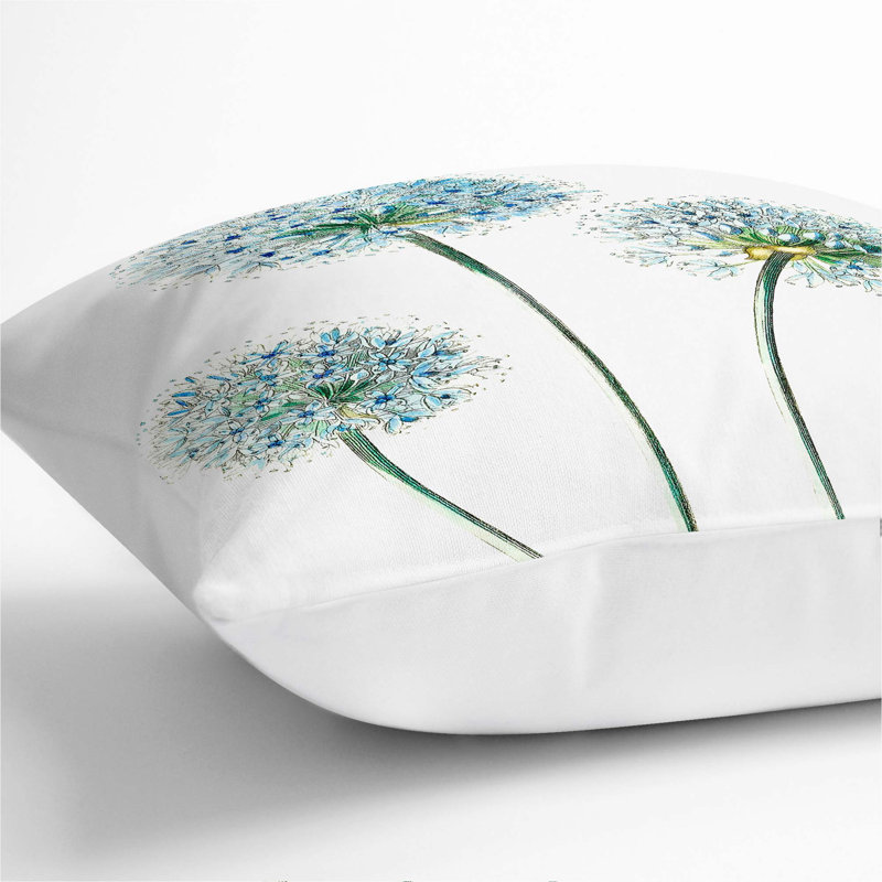 Floral Square Throw Cushion, White, 40cm H x 40cm W x 15cm D