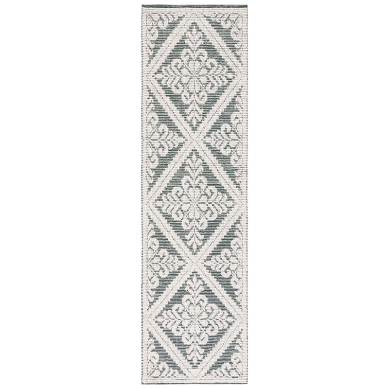 Vermont Hand Woven Wool Damask Rug, Runner 2'3" x 8'