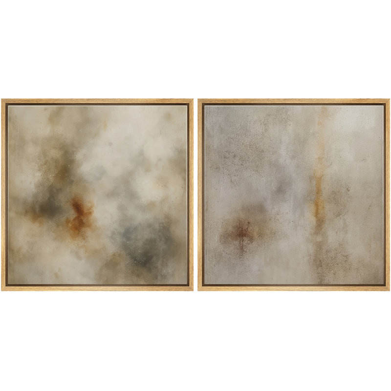 «Neutral Abstract Wall Art», ensemble de 2 reproductions d'art sur toile encadrées, H 16 po x l 32 po, Natural Floater Framed