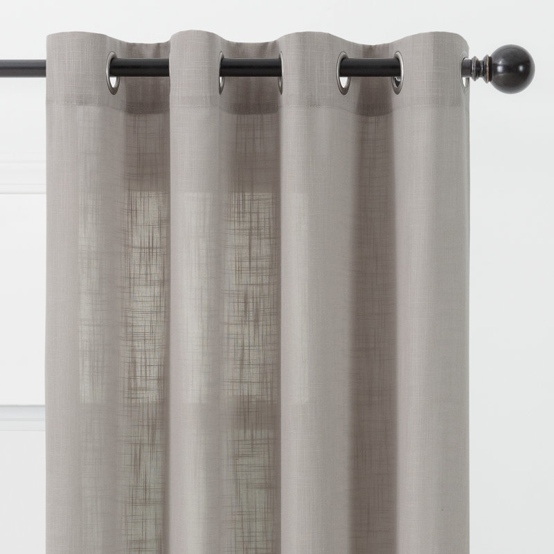 Monge Solid Semi Sheer Grommet Curtain Panels, 52" W x 63" L, Taupe